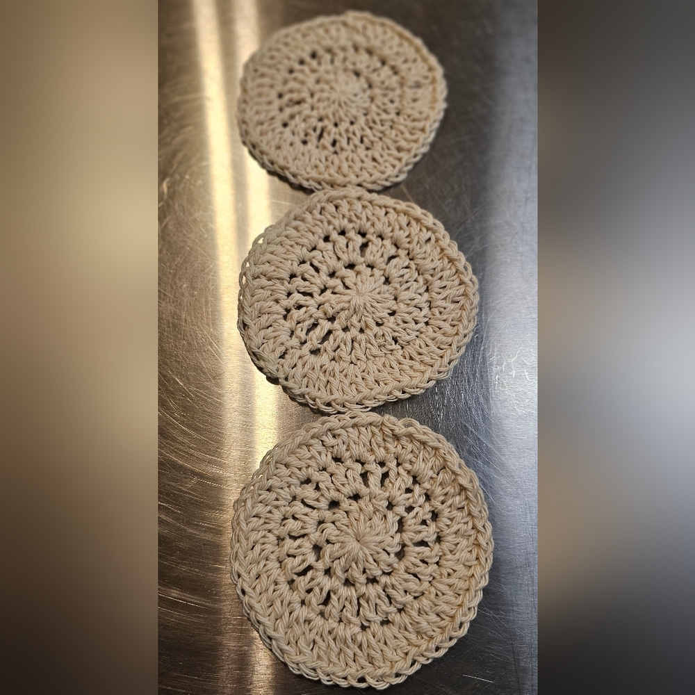 White 100% Cotton Face Scrub Makeup Remover Kitchen Wash Cloth Set of 3